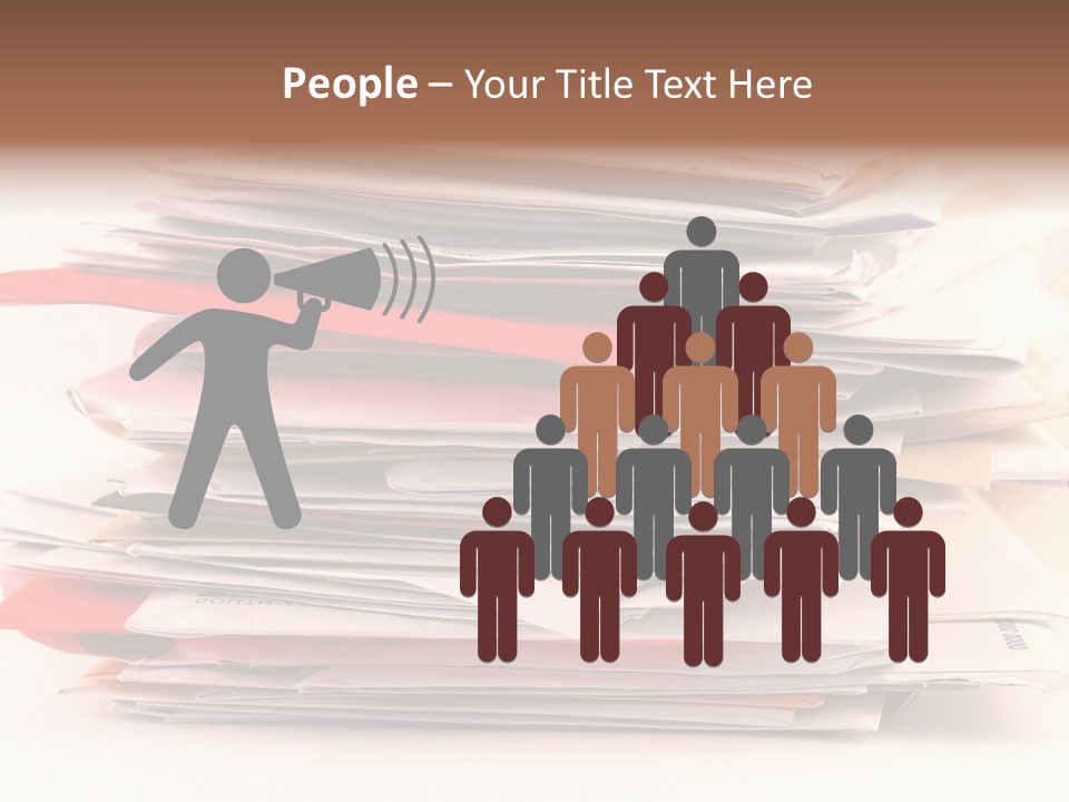 A Pile Of Colorful Letters And Junk Mail On A Table Isolated On White Background PowerPoint Template