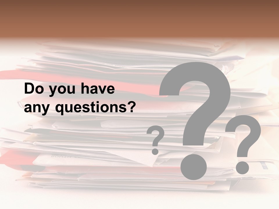 A Pile Of Colorful Letters And Junk Mail On A Table Isolated On White Background PowerPoint Template