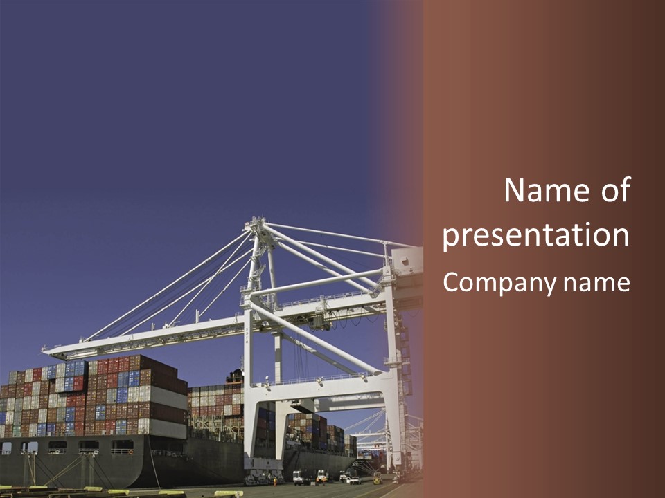 Container Ship Loading/Unloading PowerPoint Template