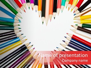 Colored Pencils In A Heart Shape PowerPoint Template