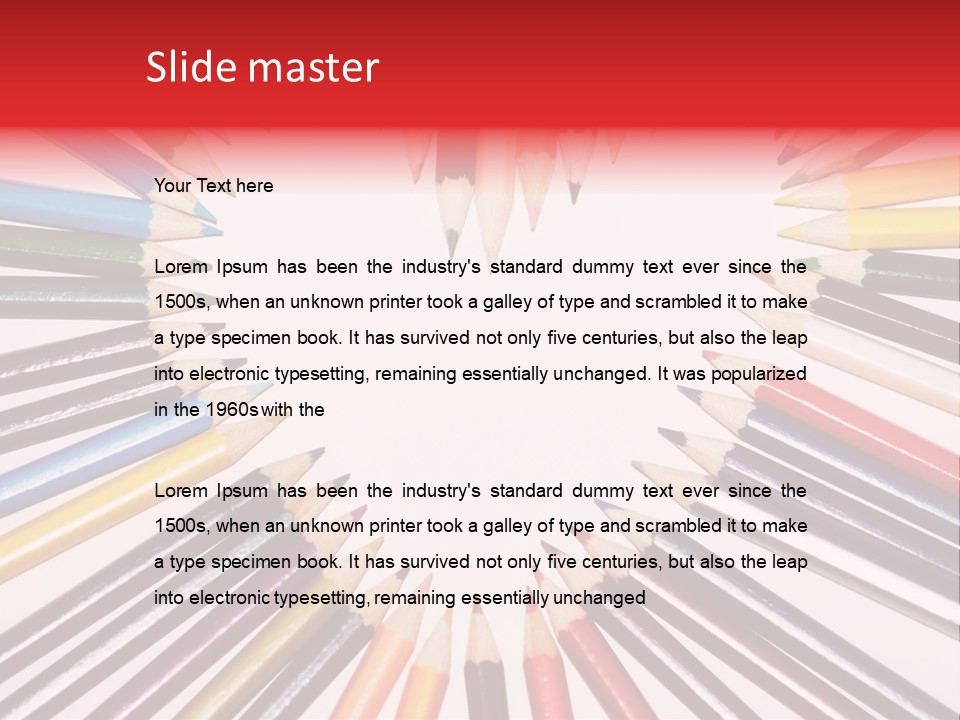 Colored Pencils In A Heart Shape PowerPoint Template