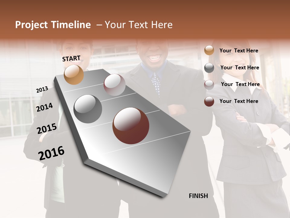 An Attractive Team Of Diverse Business People At Company Office Building PowerPoint Template