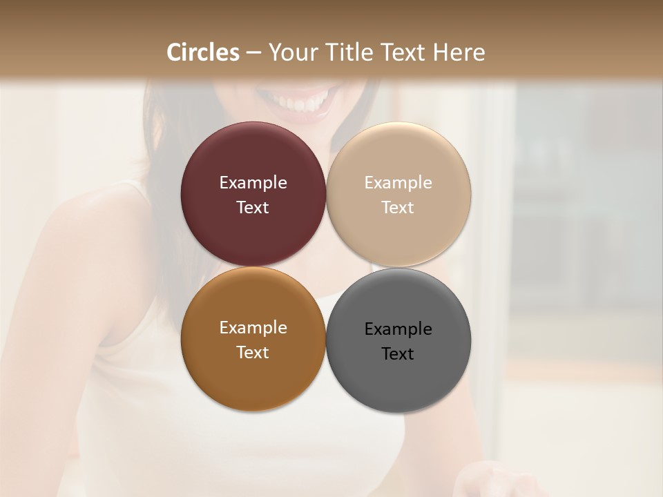 Young Happy Woman Making Salad At Domestic Kitchen PowerPoint Template