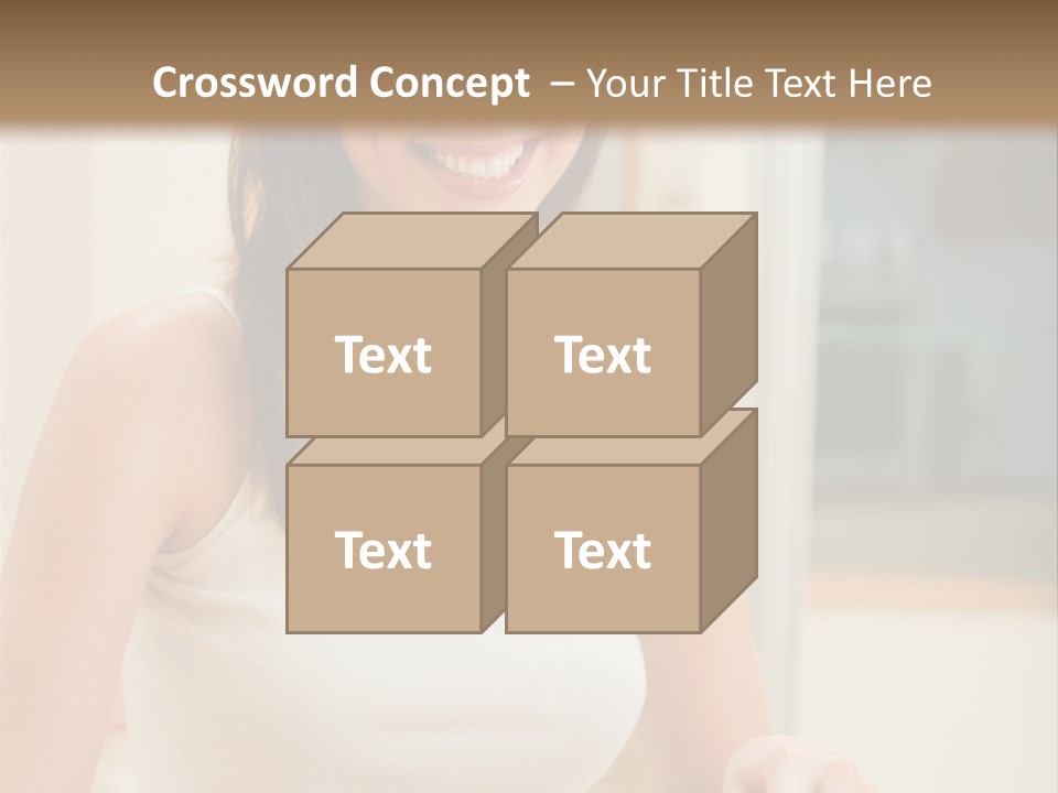 Young Happy Woman Making Salad At Domestic Kitchen PowerPoint Template