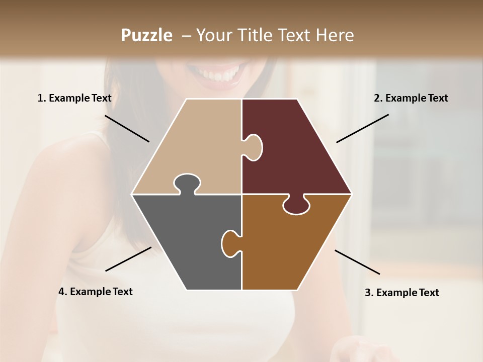 Young Happy Woman Making Salad At Domestic Kitchen PowerPoint Template