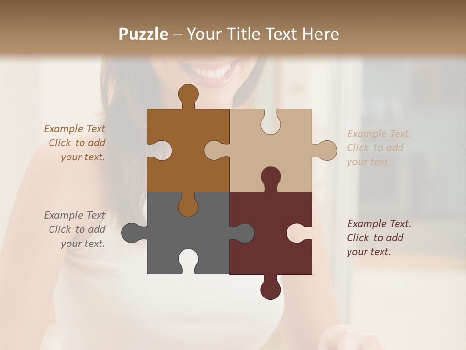 Young Happy Woman Making Salad At Domestic Kitchen PowerPoint Template