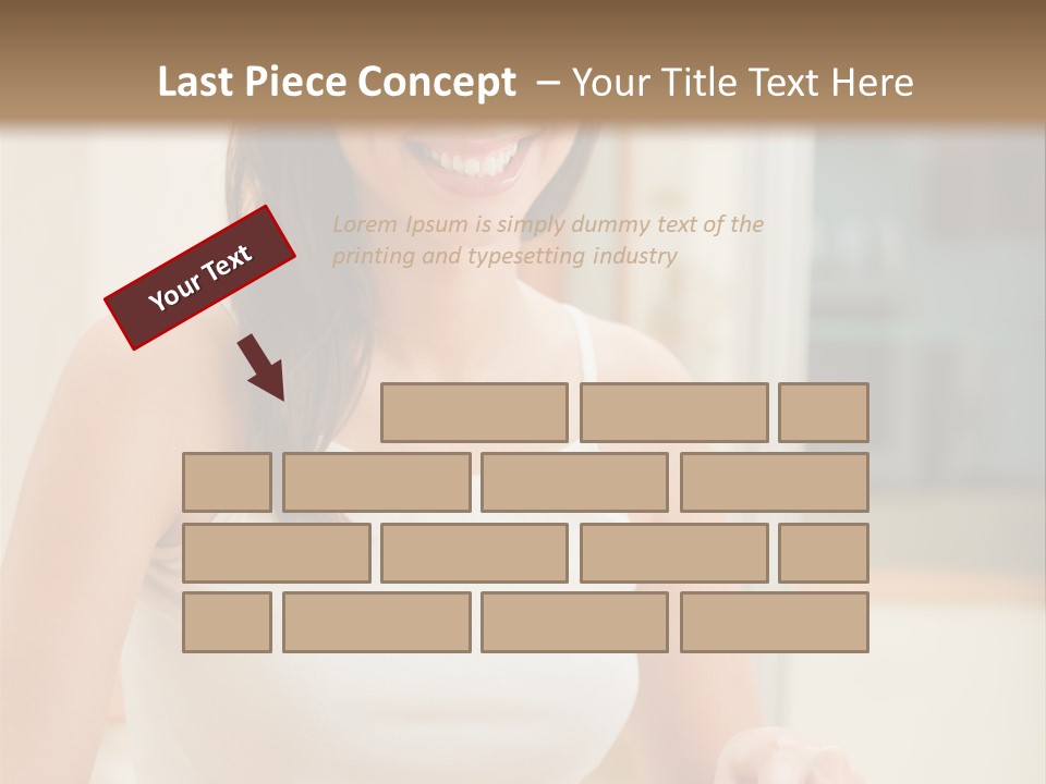 Young Happy Woman Making Salad At Domestic Kitchen PowerPoint Template