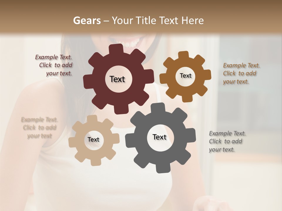 Young Happy Woman Making Salad At Domestic Kitchen PowerPoint Template