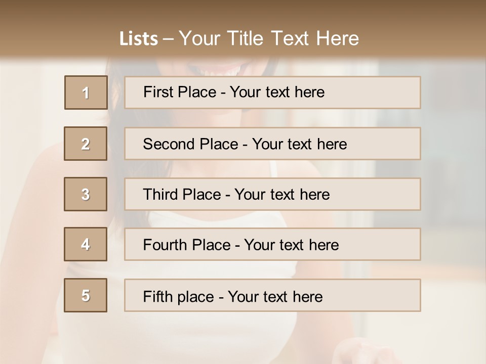 Young Happy Woman Making Salad At Domestic Kitchen PowerPoint Template