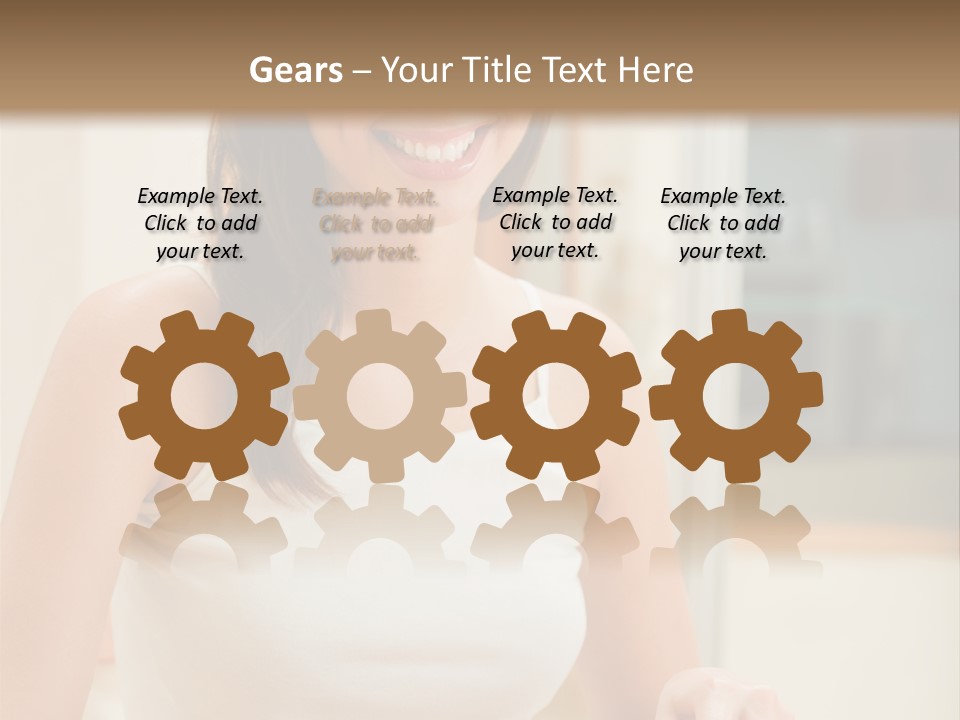 Young Happy Woman Making Salad At Domestic Kitchen PowerPoint Template