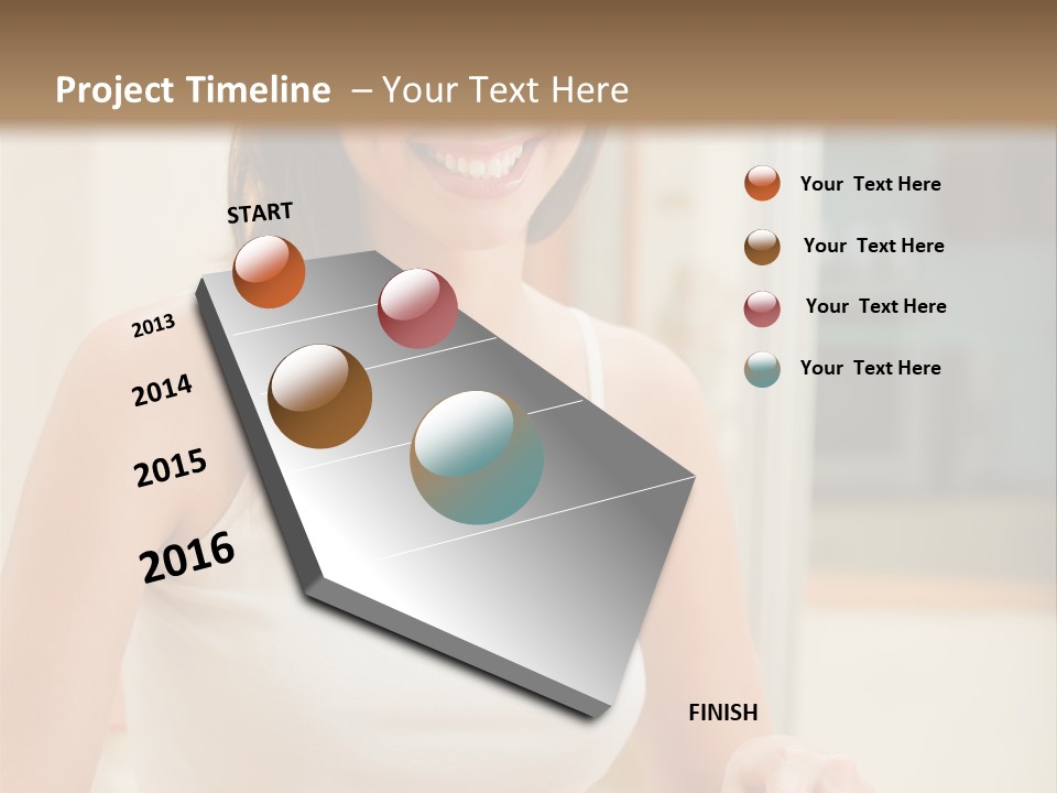 Young Happy Woman Making Salad At Domestic Kitchen PowerPoint Template