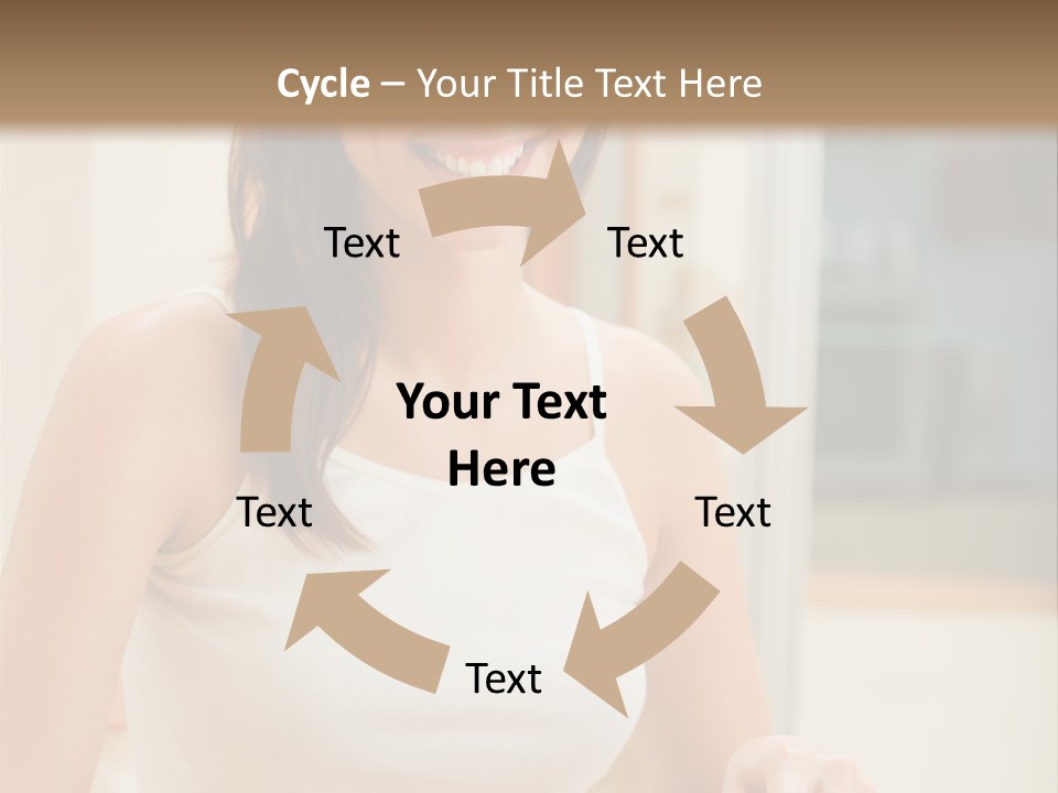 Young Happy Woman Making Salad At Domestic Kitchen PowerPoint Template