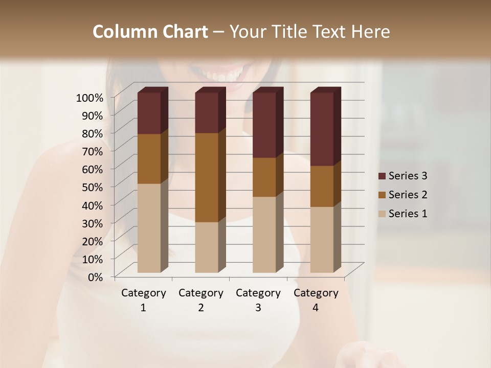 Young Happy Woman Making Salad At Domestic Kitchen PowerPoint Template