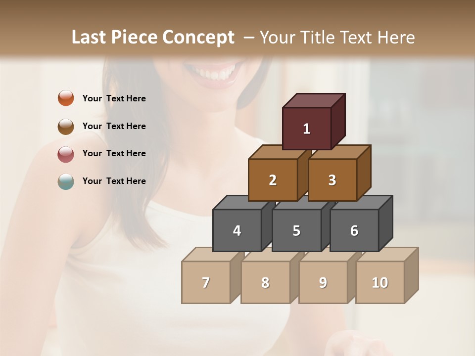 Young Happy Woman Making Salad At Domestic Kitchen PowerPoint Template