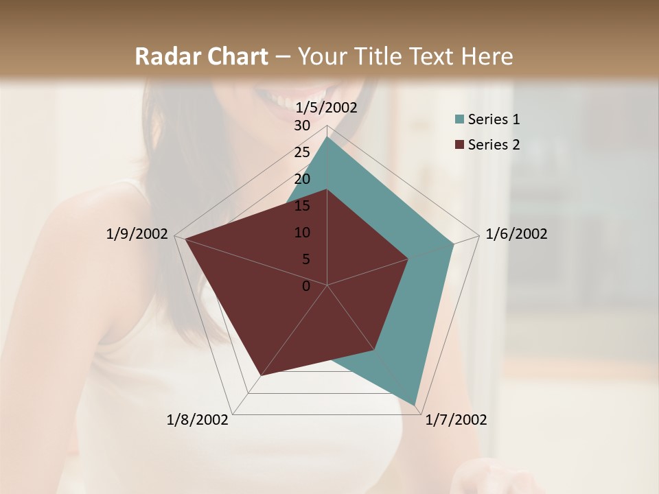 Young Happy Woman Making Salad At Domestic Kitchen PowerPoint Template