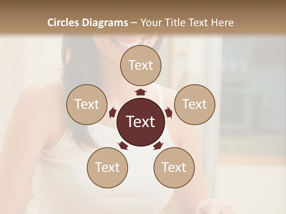 Young Happy Woman Making Salad At Domestic Kitchen PowerPoint Template