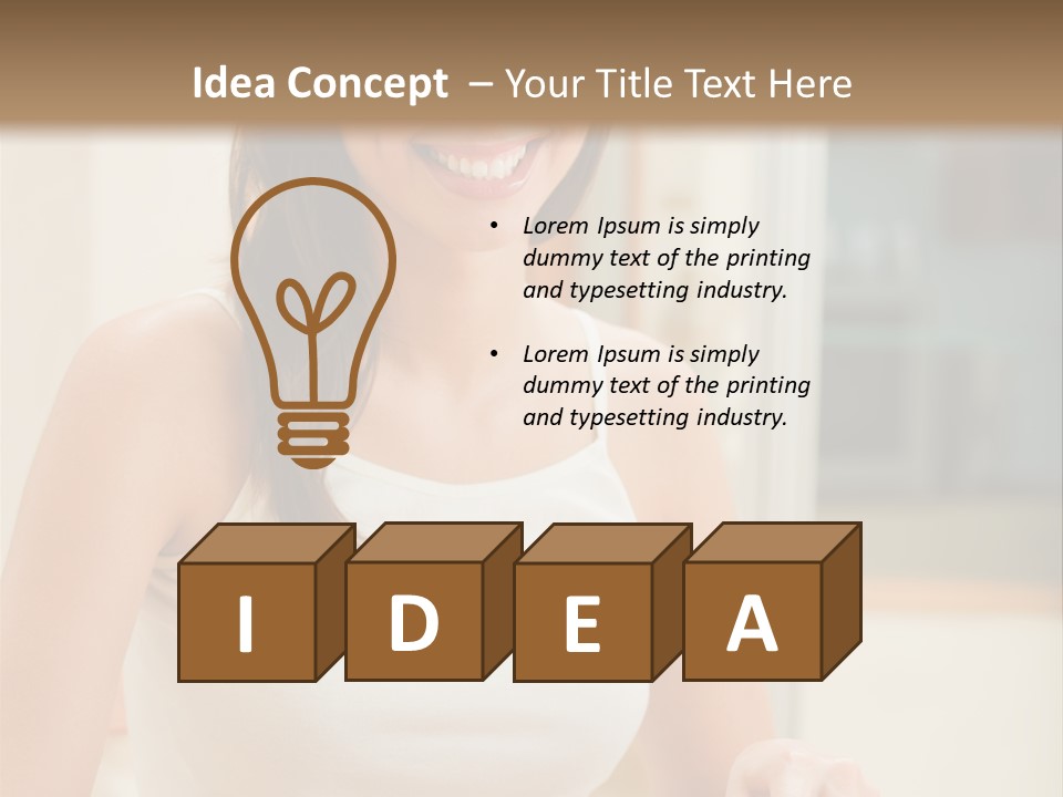 Young Happy Woman Making Salad At Domestic Kitchen PowerPoint Template