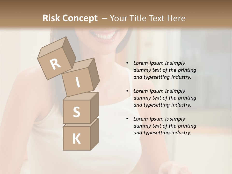 Young Happy Woman Making Salad At Domestic Kitchen PowerPoint Template