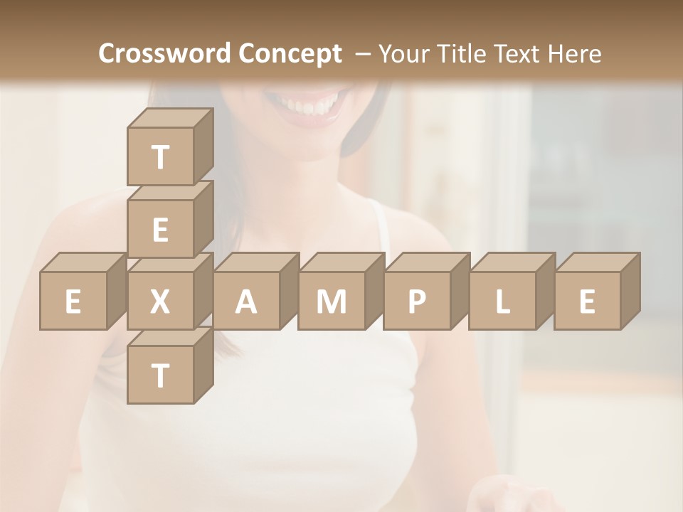 Young Happy Woman Making Salad At Domestic Kitchen PowerPoint Template