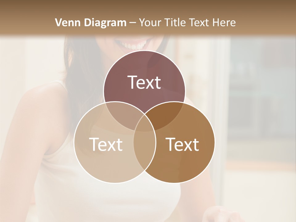 Young Happy Woman Making Salad At Domestic Kitchen PowerPoint Template