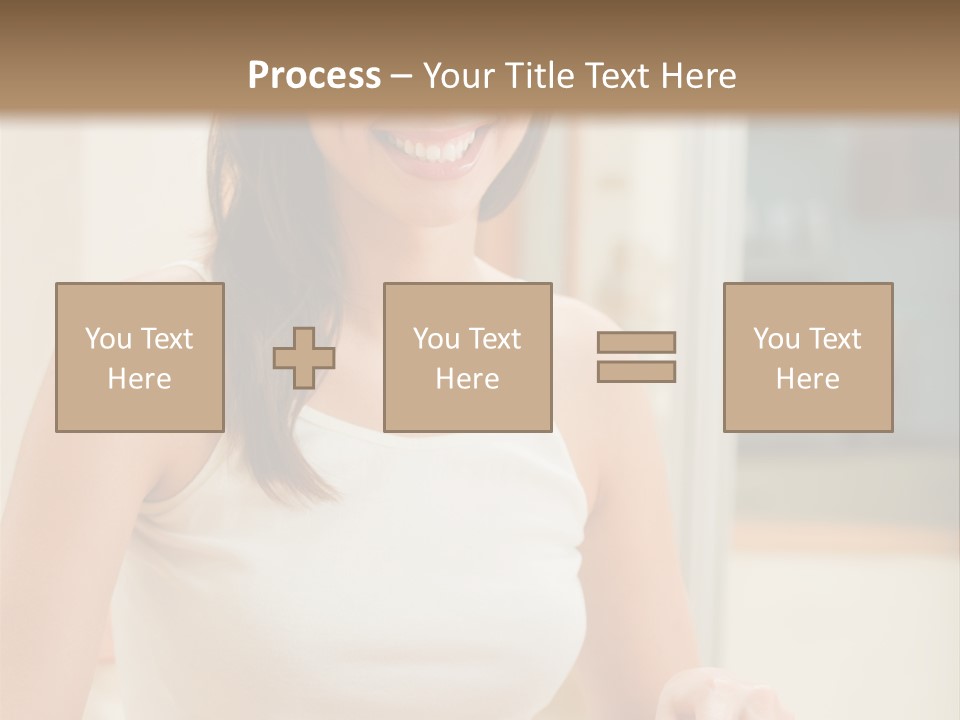 Young Happy Woman Making Salad At Domestic Kitchen PowerPoint Template