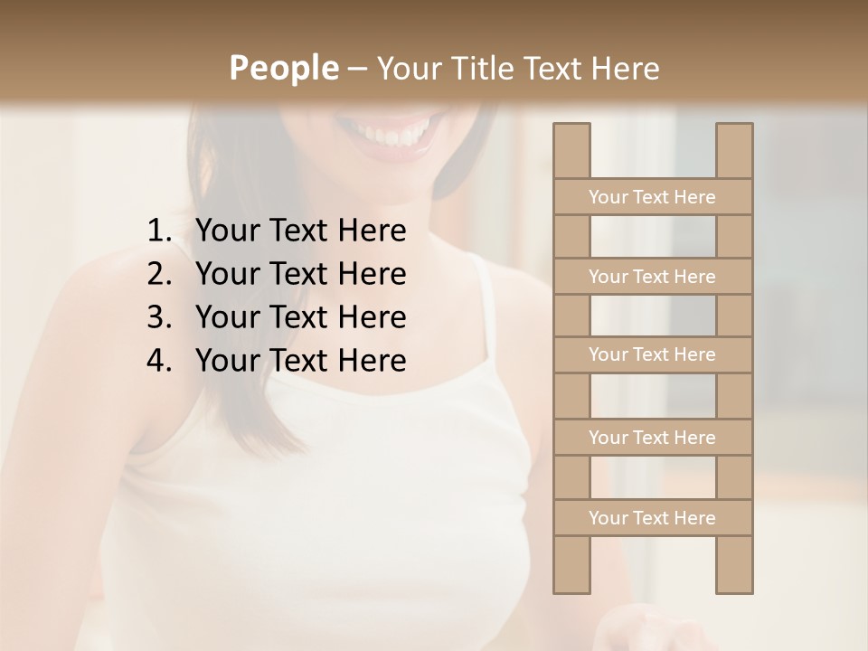 Young Happy Woman Making Salad At Domestic Kitchen PowerPoint Template