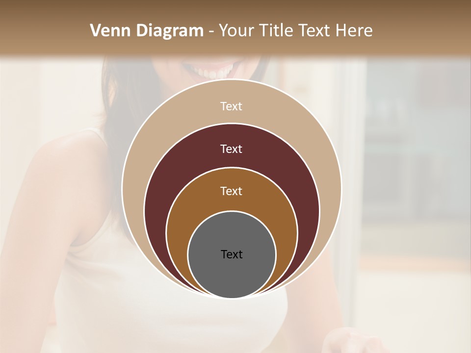 Young Happy Woman Making Salad At Domestic Kitchen PowerPoint Template