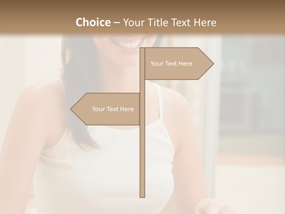 Young Happy Woman Making Salad At Domestic Kitchen PowerPoint Template