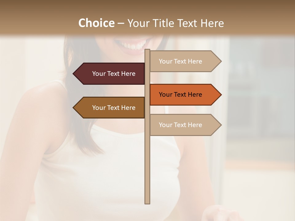 Young Happy Woman Making Salad At Domestic Kitchen PowerPoint Template