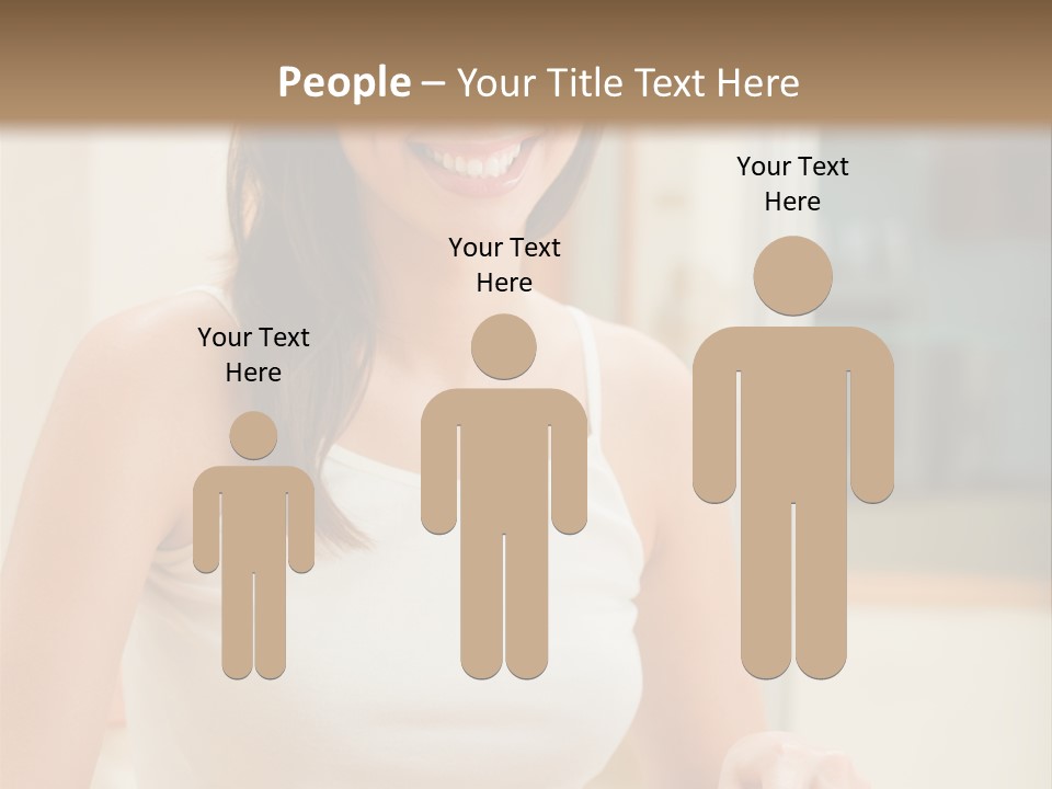 Young Happy Woman Making Salad At Domestic Kitchen PowerPoint Template