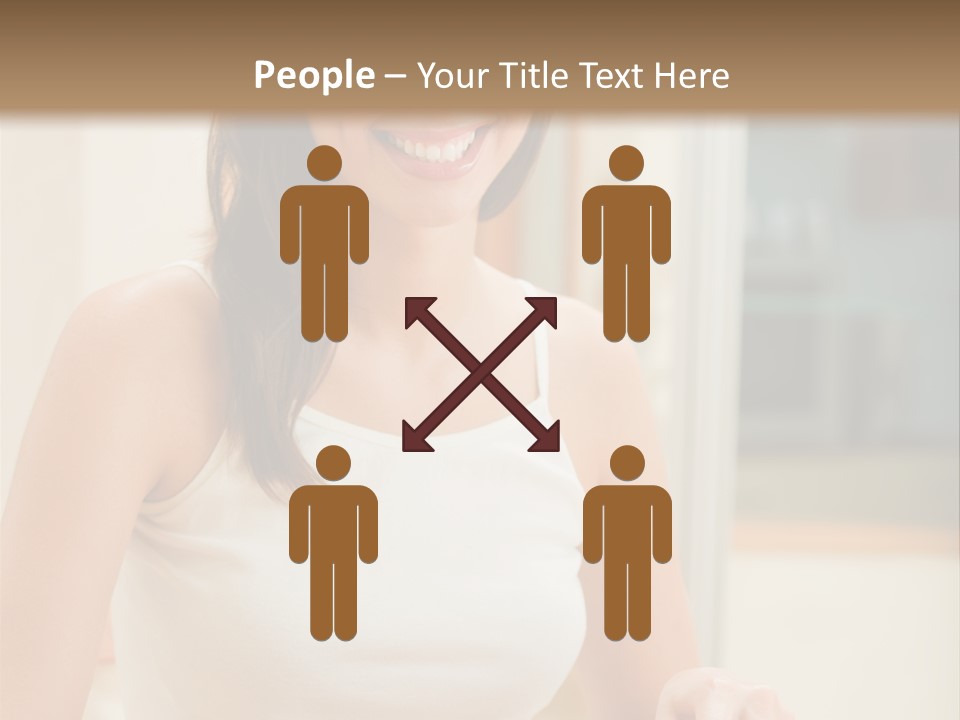 Young Happy Woman Making Salad At Domestic Kitchen PowerPoint Template