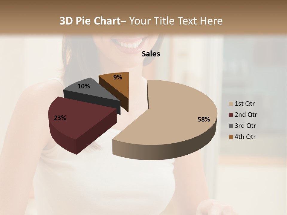 Young Happy Woman Making Salad At Domestic Kitchen PowerPoint Template