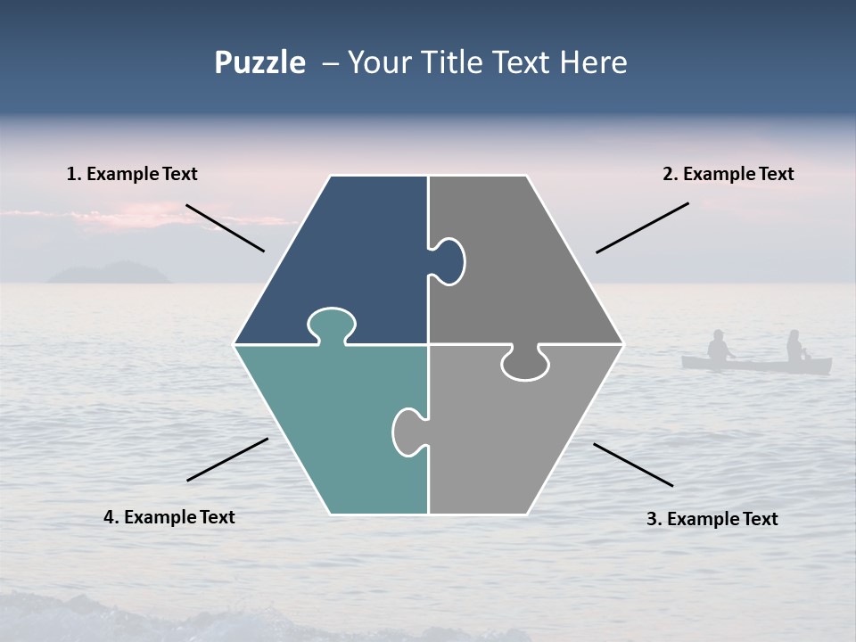 Canoeists Paddling At Sunset. Lake Superior Provincial Park, Ontario. PowerPoint Template