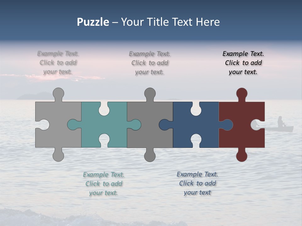 Canoeists Paddling At Sunset. Lake Superior Provincial Park, Ontario. PowerPoint Template