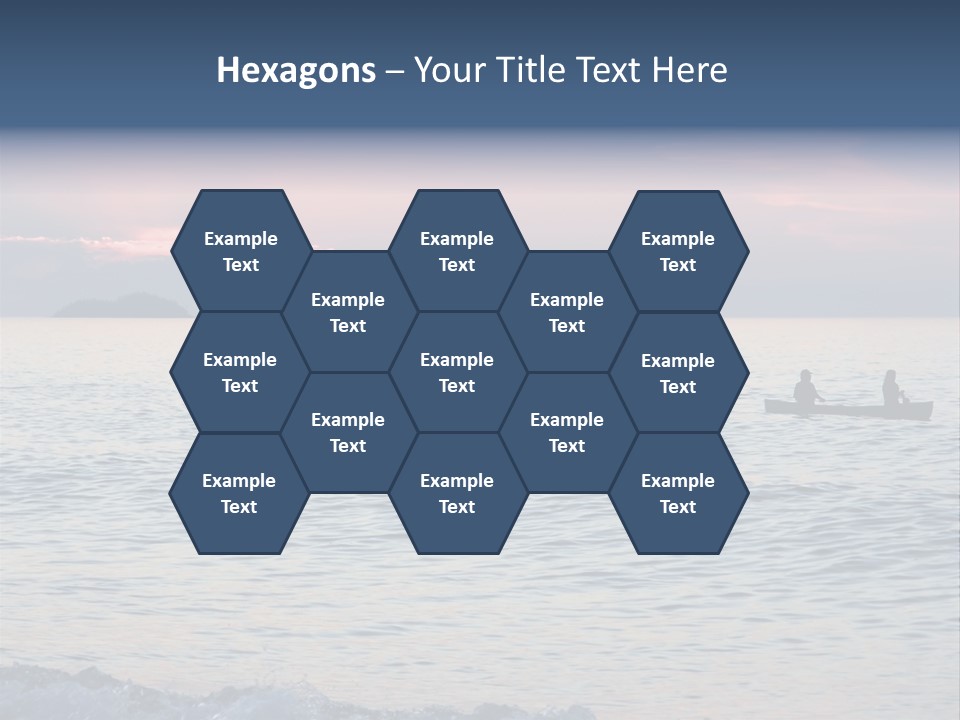 Canoeists Paddling At Sunset. Lake Superior Provincial Park, Ontario. PowerPoint Template