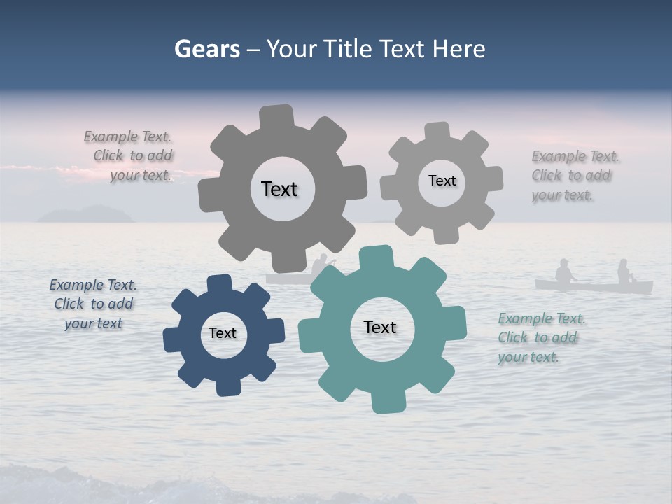 Canoeists Paddling At Sunset. Lake Superior Provincial Park, Ontario. PowerPoint Template