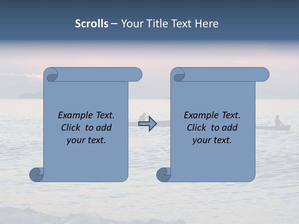 Canoeists Paddling At Sunset. Lake Superior Provincial Park, Ontario. PowerPoint Template