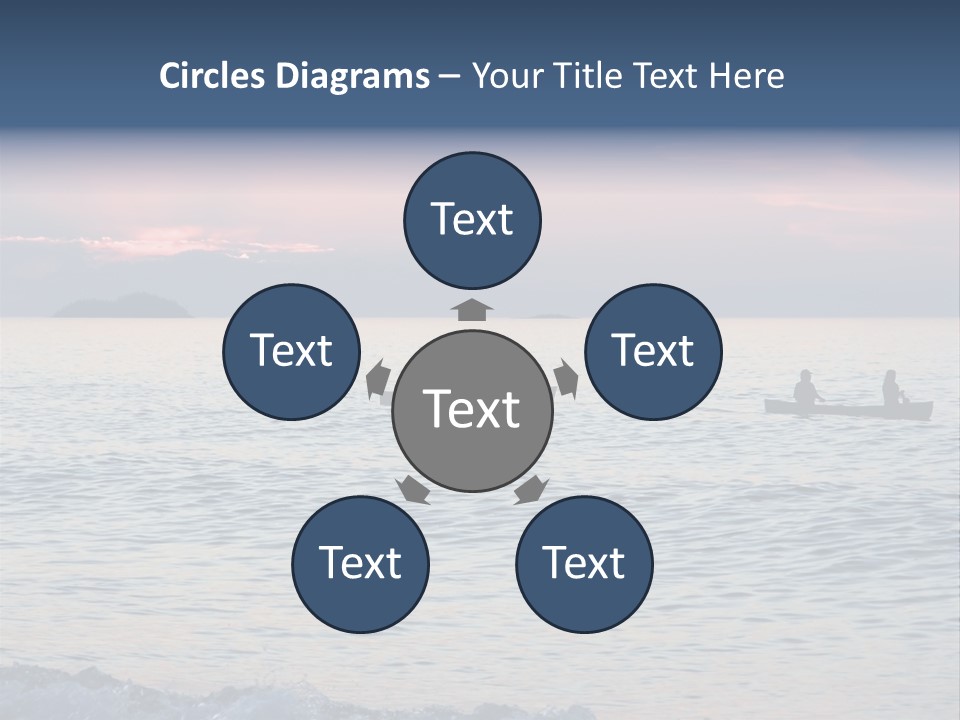 Canoeists Paddling At Sunset. Lake Superior Provincial Park, Ontario. PowerPoint Template