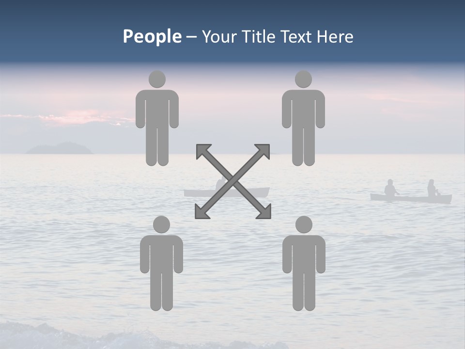 Canoeists Paddling At Sunset. Lake Superior Provincial Park, Ontario. PowerPoint Template