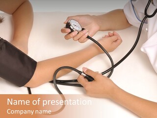 Patient Is Being Observed By Doctor - Measuring Blood Pressure PowerPoint Template