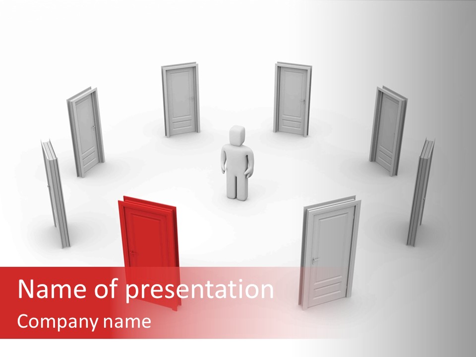 A Person Standing In Front Of A Group Of Doors PowerPoint Template