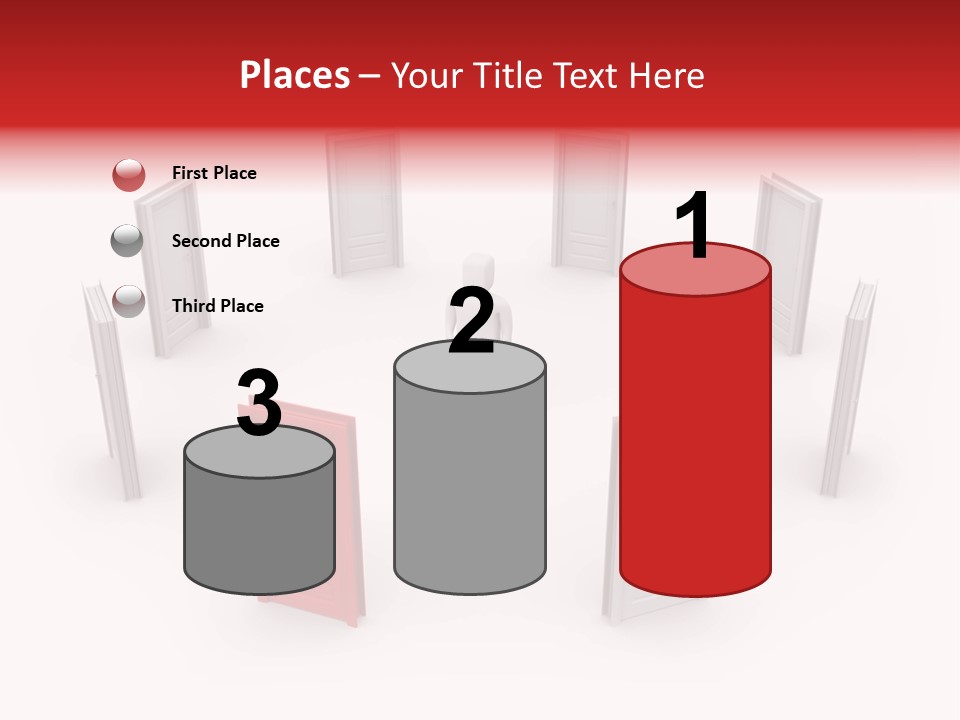 A Person Standing In Front Of A Group Of Doors PowerPoint Template