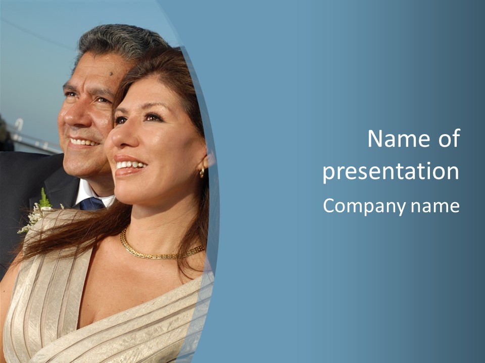 Loving Middle Age Couple Looking Toward The Future PowerPoint Template