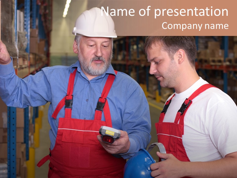 A View Of A Senior Engineer Training A Newly Hired Employee. PowerPoint Template