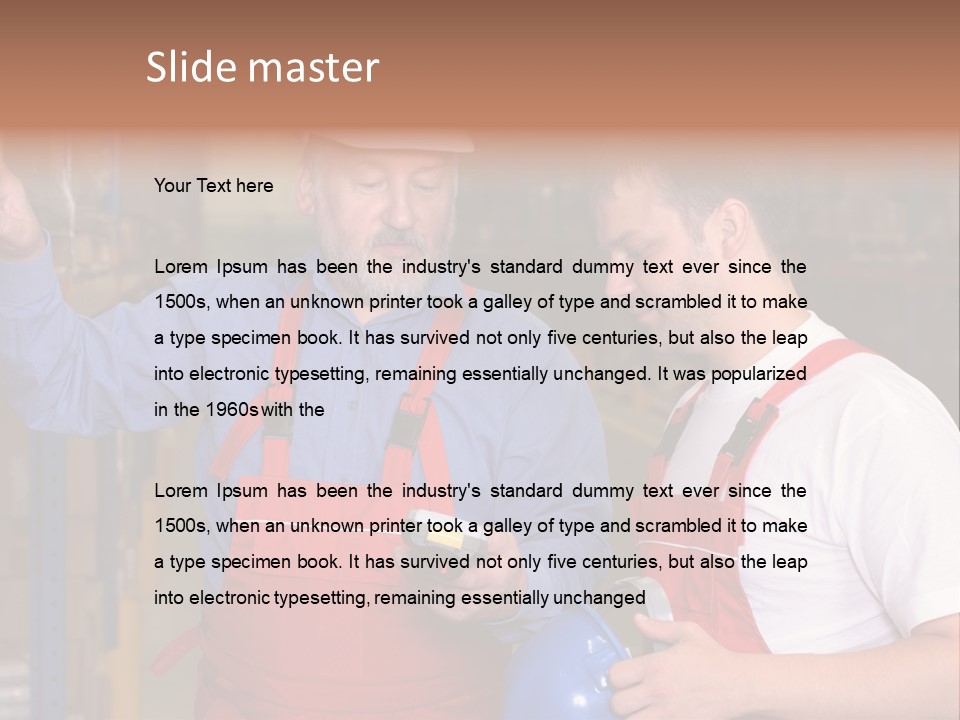 A View Of A Senior Engineer Training A Newly Hired Employee. PowerPoint Template