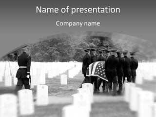 Honor Guard Bearing Casket To Grave At Arlington National Cemetery PowerPoint Template