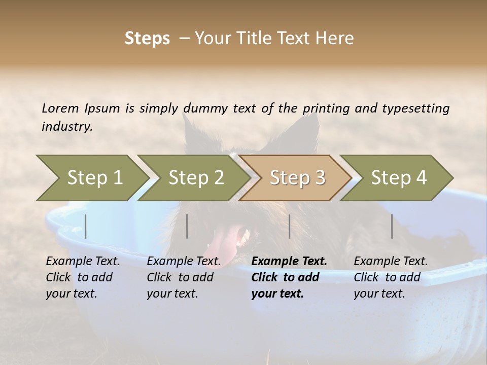 A Dog Sitting In A Blue Tub With His Tongue Out PowerPoint Template
