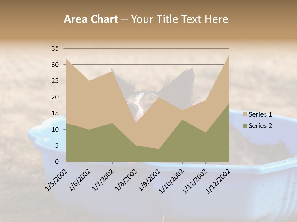 A Dog Sitting In A Blue Tub With His Tongue Out PowerPoint Template