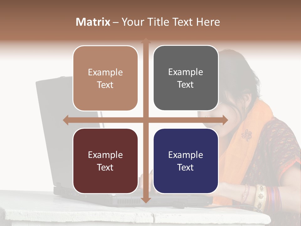 Indian Girl And Laptop Computer Isolated On White PowerPoint Template