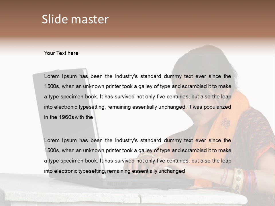 Indian Girl And Laptop Computer Isolated On White PowerPoint Template